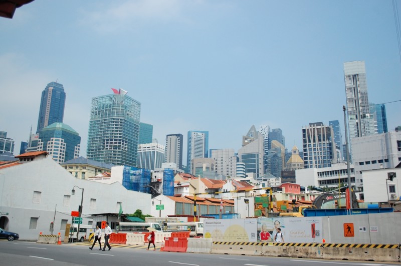 Régi és új épületek egyvelege Szingapúrban